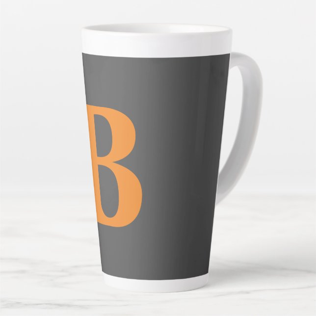 Grauorange moderne mit Monogramm beruflich Milchtasse (Rechte Ecke)