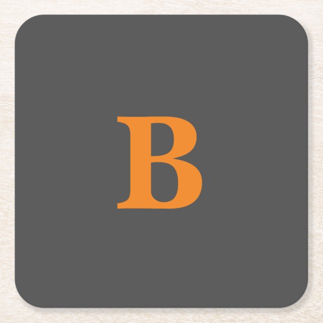 Grauorange moderne mit Monogramm beruflich Rechteckiger Pappuntersetzer (Vorderseite)