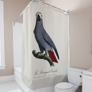 Graupapagei, Psittacus erithacus, vintage Duschvorhang