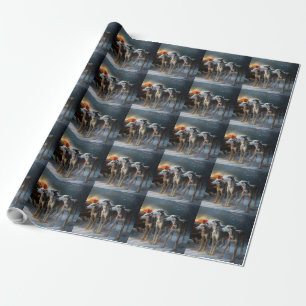 Graupapier-Schneeschlitten-Weihnachtsdekoration Geschenkpapier