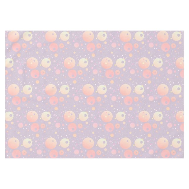 Graupastellneutrale rosa Punktmuster Tischdecke (Vorderseite (Horizontal))