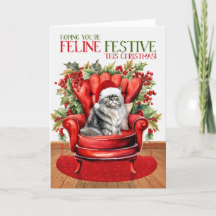 Graupersische Weihnachtskatze FELINE Festival Feiertagskarte