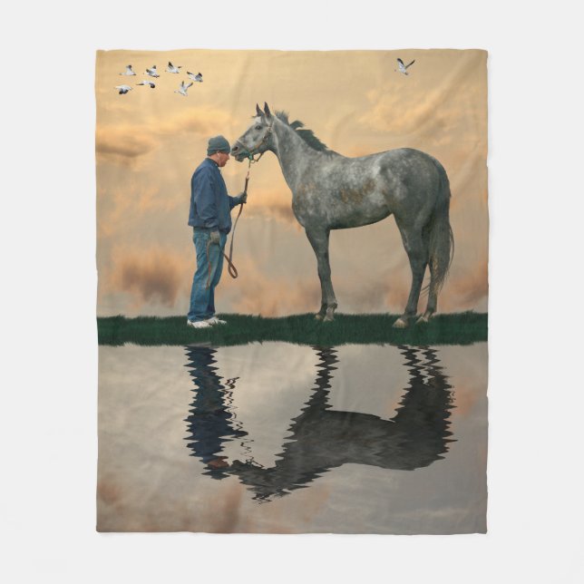 Graupferd und Groom OTTB Fleece Blanket (Vorderseite)
