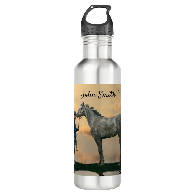 Graupferd und Groom OTTB Wasserflasche Edelstahlflasche (Vorderseite)