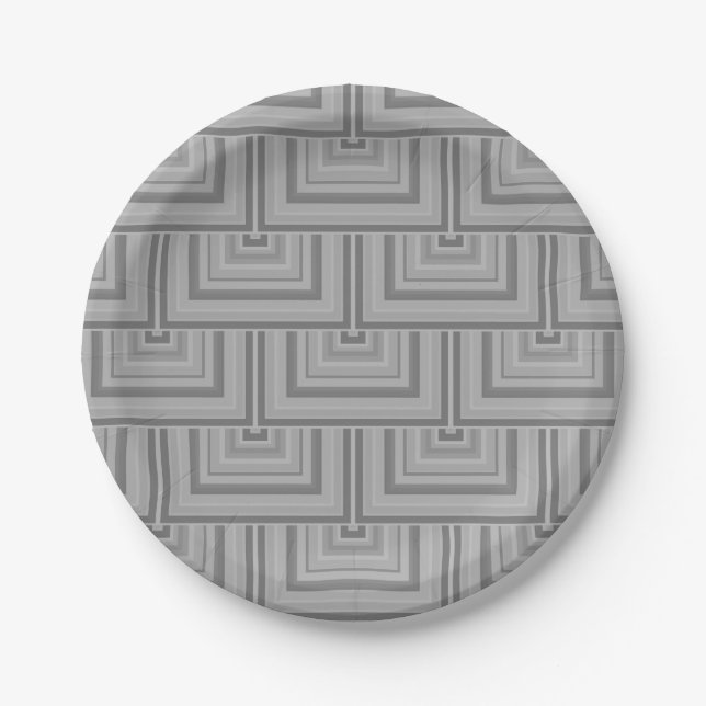 Grauquadratische Waage Pappteller (Vorderseite)
