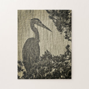 Graureihersepia-Ton-photographische Kunst Puzzle