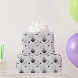 Grauromantische Herzkerze Geschenkpapier