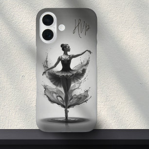 Graurosa Ballerina Splash Custom Initials Ballett iPhone 16 Hülle