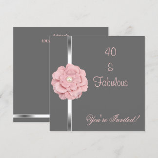 Graurosa Blume Weiße Perle Fantastische 40. Party Einladung
