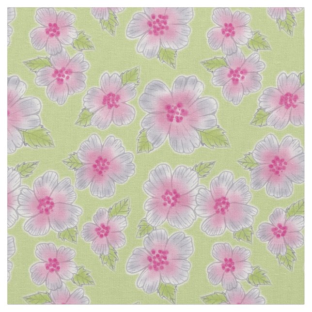 Graurosa Blüte unter grünem Hintergrund Stoff (Nahaufnahme)