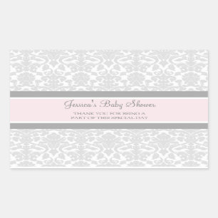 Graurosa Damask Baby Dusche Pflegeaufkleber Rechteckiger Aufkleber