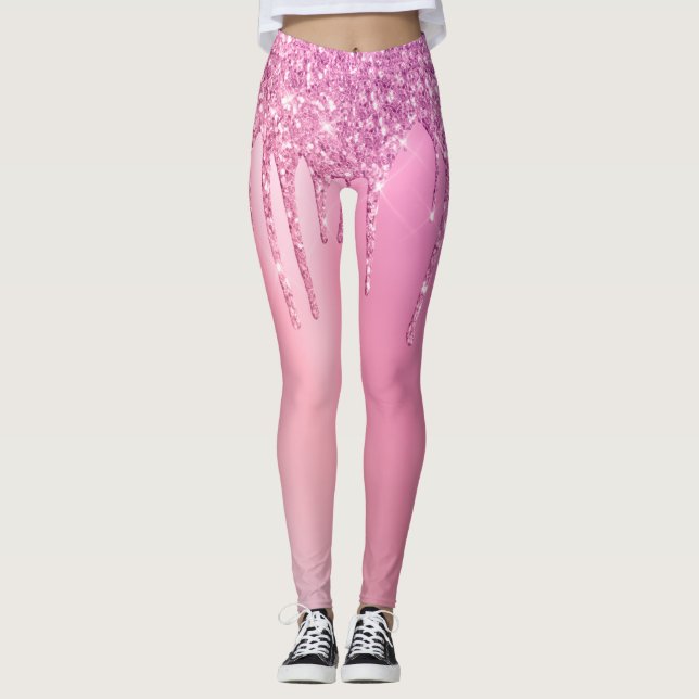 Graurosa Goldgold und lila Tropfen des Glitzer Leggings (Vorderseite)