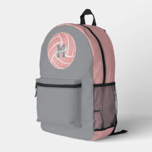 Graurosa mit Monogramm Volleyball Bedruckter Rucksack