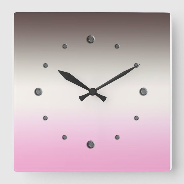 Graurosa Ombre Square Wall Clock Quadratische Wanduhr (Vorderseite)