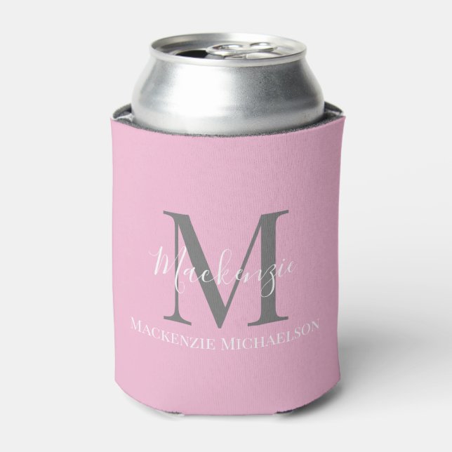 Graurosa Personalisierter Monogrammname Dosenkühler (Kanne Vorderseite)