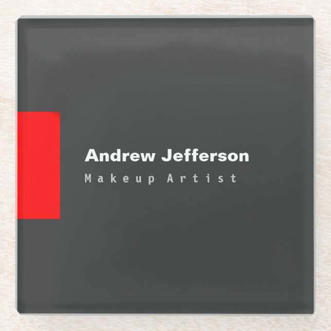 Graurot Minimalistisch Moderne Schlicht bemerkensw Glasuntersetzer (Vorderseite)