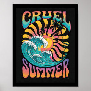 Grausamer Sommer Retro-Welle Palmenbaum Urlaub Poster