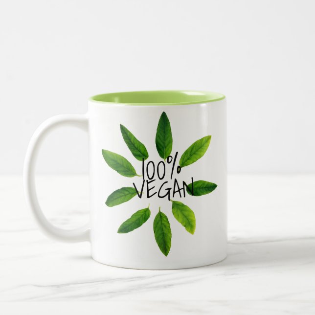 Grausamkeits-freie vegane Tasse, 100% VEGAN Zweifarbige Tasse (Links)