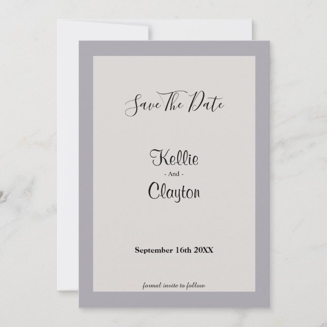 Grauschattierungen Save the Date Gerahmt (Vorderseite)