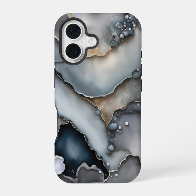 Grauschiefer und Kies iPhone 16 Hülle (Rückseite)