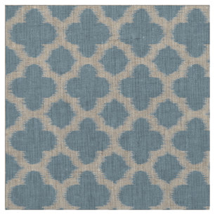 Grauschieferblau Ikat Quatrefolienmuster Stoff