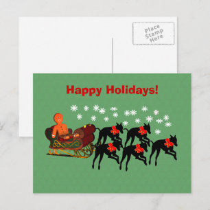 Grauschimmel-Schlitten-Weihnachtsfeiertag Feiertagspostkarte