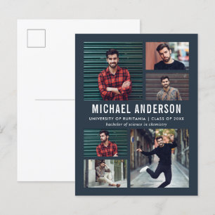 Grauschwarz 6 FOTO ABSCHLUSS Einladungspostkarte