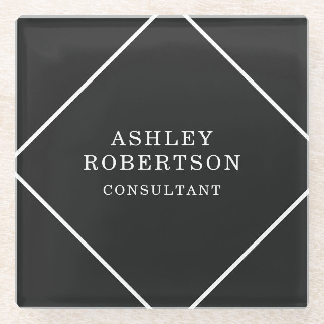 Grauschwarz Beruflich Stilvoll Minimalistische Tre Glasuntersetzer (Vorderseite)