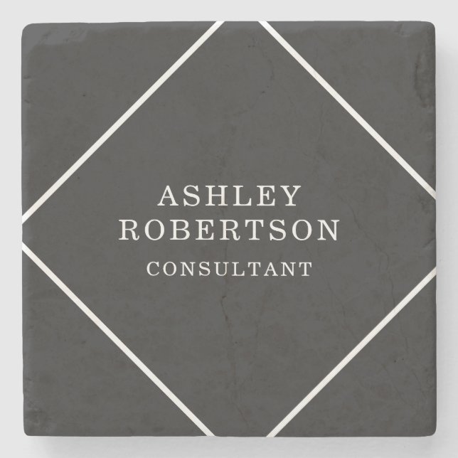 Grauschwarz Beruflich Stilvoll Minimalistische Tre Steinuntersetzer (Vorderseite)