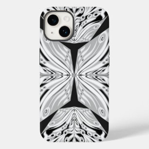 Grauschwarz und Weiß Butterfly Flügelgeflügel Abst Case-Mate iPhone 14 Hülle