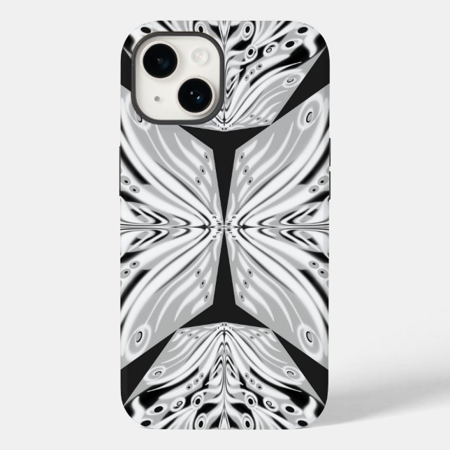 Grauschwarz und Weiß Butterfly Flügelgeflügel Abst Case-Mate iPhone Hülle (Rückseite)