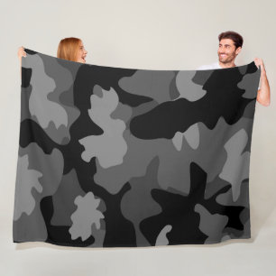Grauschwarze Camouflage Fleecedecke