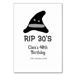 Grauschwarzer RIP 30's 40. Geburtstag Hexenhut Tischnummer