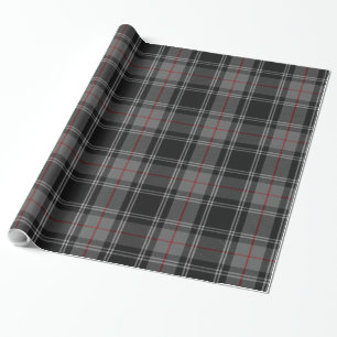 Grauschwarzer Tartan Kariert Geschenkpapier