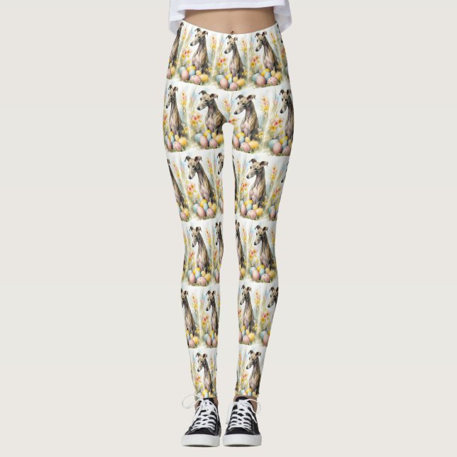 Grauschwund mit Ostereiern Leggings (Vorderseite)