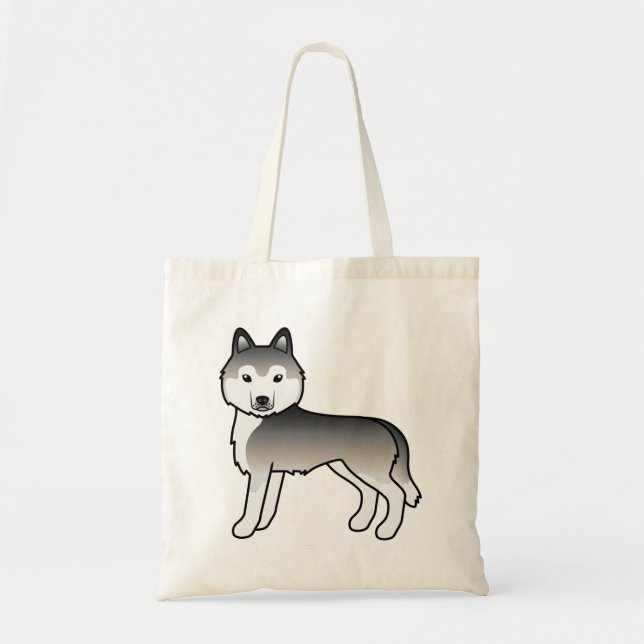 Grausibirischer Husky Niedlicher Cartoon Dog Tote  Tragetasche (Vorne)