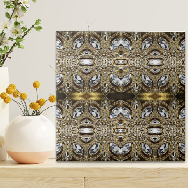 Grausilber und Schwarz-Deko-Muster Fliese (gray silver gold and black art deco pattern ceramic tile)