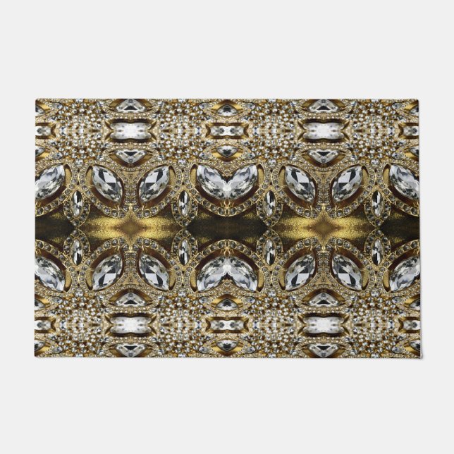 Grausilber und Schwarz-Deko-Muster Fußmatte (Vorderseite)