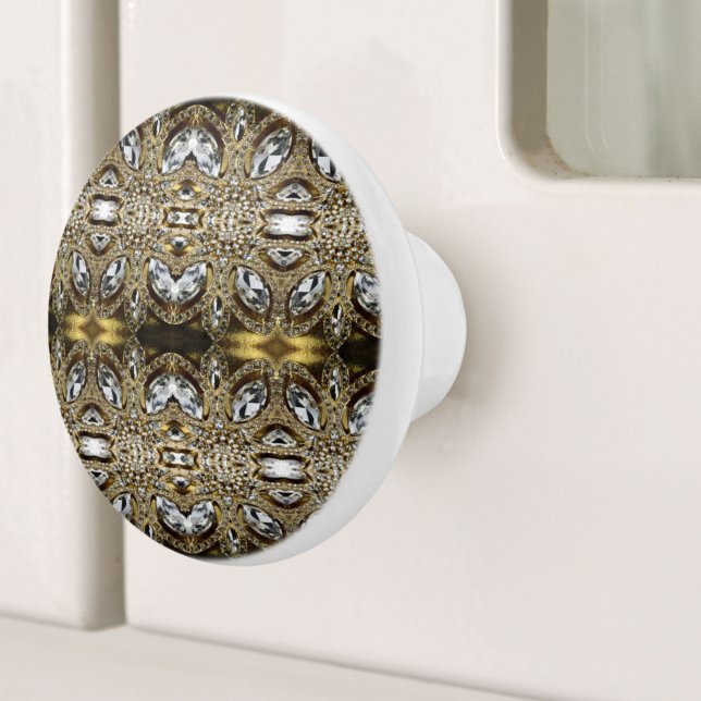 Grausilber und Schwarz-Deko-Muster Keramikknauf (grey silver gold and black art deco pattern ceramic knob)