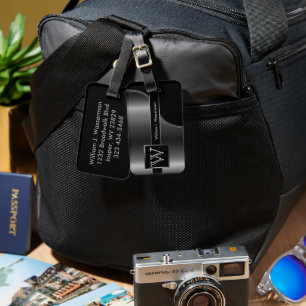 Graustahl-Maskuline Monogram-Führungskraft Gepäckanhänger