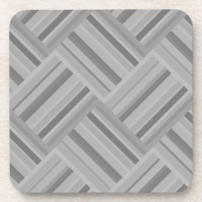 Graustreifen diagonales Webmuster Getränkeuntersetzer (Vorderseite)