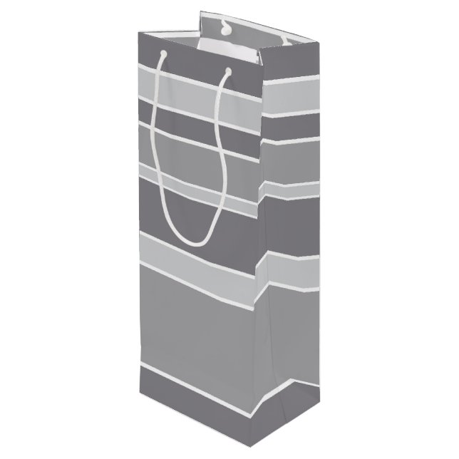 Graustreifen Geschenktüte Für Weinflaschen (Rückseite Schrägansicht)