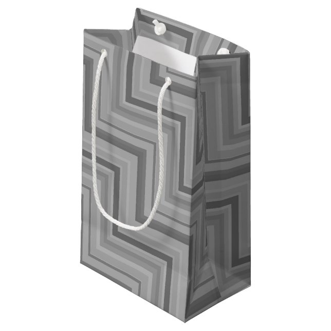 Graustreifen Treppenmuster Kleine Geschenktüte (Vorderseite Schrägansicht)