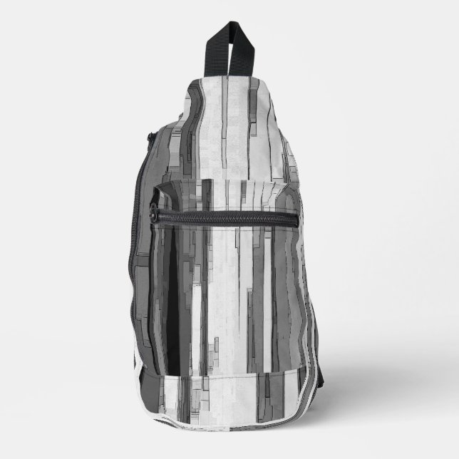 Graustufen-Abstrakt B&W-Kunst Crossbody Bag (Vorderseite)