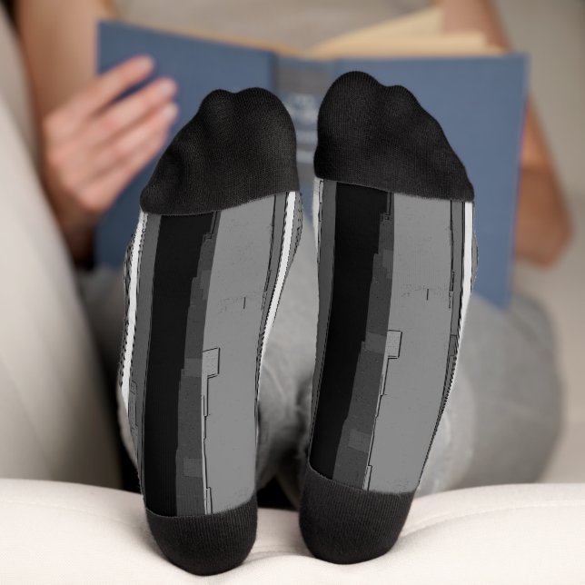 Graustufen-Abstrakt B&W-Kunst Socken (Unterseite)