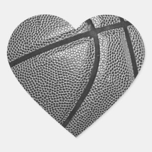 Graustufen-Basketball Herz-Aufkleber