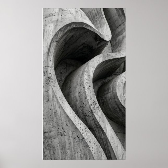Graustufen-Betonkurvenposter Poster (Vorne)