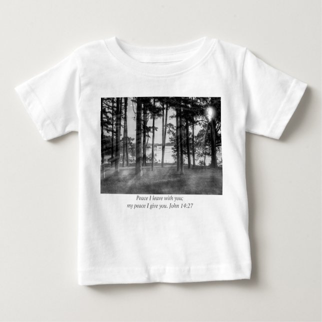 Graustufen-Bibelverse im Tischgestein Baby T-shirt (Vorderseite)