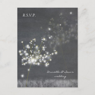 Graustufen-Dandelions Wedding RSVP Einladungspostkarte