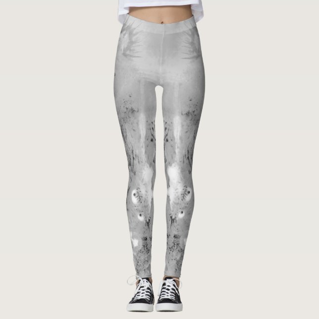 Graustufen-Drachen-Leggings Leggings (Vorderseite)